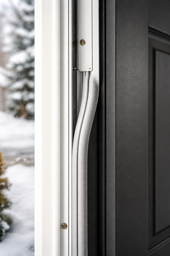 Silicone weatherstripping installed on exterior door for the Canadian winter