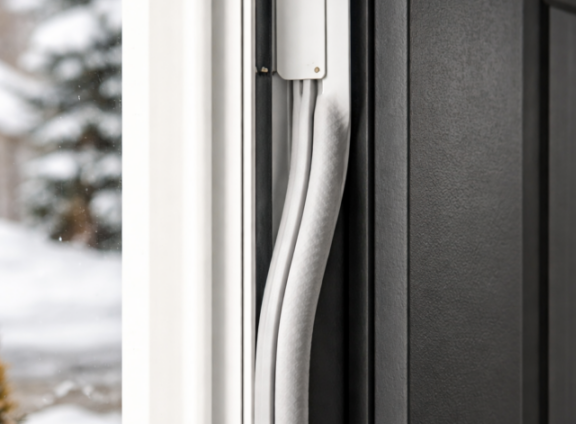Silicone weatherstripping installed on exterior door for the Canadian winter